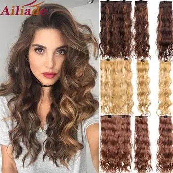 Синтетические шиньон Aosiwig, длинные невидимые волнистые заколки для наращивания волос для женщин, естественный вид, термостойкие