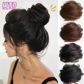 Синтетические вьющиеся прямые волосы, небрежные булочки, женские кольца для волос, пушистые заколки для волос, невидимые натуральные бесшовные аксессуары для пончиков-шиньонов