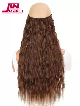 Синтетические вьющиеся волосы без зажима, цельный накладной шиньон, накладная накладная прическа с рыбьей линией для женщин