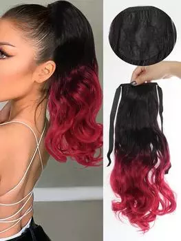 Синтетические вьющиеся волосы конского хвоста, разноцветные накладные волосы, обернутые повязкой, 18-дюймовые накладные волосы конского хвоста для женщин, ежедневное использование 18inch