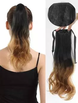 Синтетические вьющиеся волосы конского хвоста, разноцветные накладные волосы, обернутые повязкой, 18-дюймовые накладные волосы конского хвоста для женщин, ежедневное использование 18inch