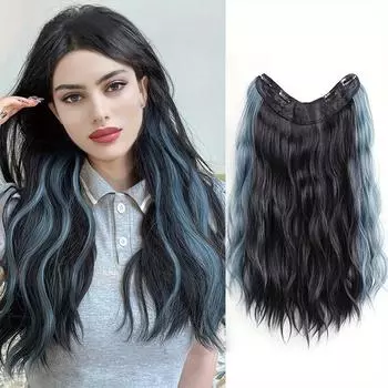 Синтетические волнистые длинные волосы для наращивания, термостойкие блики для женских волос, увеличенный объем волос и пушистые наращивания волос