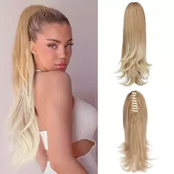 Синтетические волнистые зажимы для волос в хвосте, наращивание волос, конский хвост, шиньон для женщин, повседневный косплей 35cm