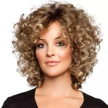 Синтетические волокна Высокотемпературные волосы Реми Синтетические парики Полные парики Короткие волнистые парики Кудрявые парики One size
