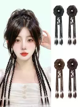 Синтетические волокнистые длинные косички для наращивания волос с резинкой 22 дюйма, боксерские плетеные волосы с небрежным пучком для женщин на каждый день 22inch