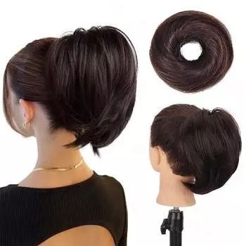 Синтетические волосы, булочка, пончик, прямой хвост, наращивание волос, натуральный шиньон для женщин, одежда для косплея 20cm