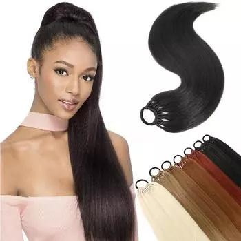 Синтетические волосы для наращивания «конский хвост» с резинкой, длинные прямые волосы яки, накладные конские хвосты, искусственный парик для женщин 18inch