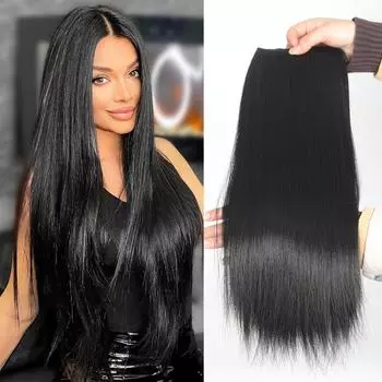 Синтетические волосы для наращивания, натуральные черные, коричневые, 16-28 дюймов, прямые длинные синтетические шиньоны для женщин