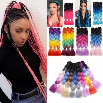 Синтетические волосы для наращивания волос Ombre, 24 дюйма, 115 г/п, афро-вязание крючком, наращивание волос, розовая Jumbo Braid