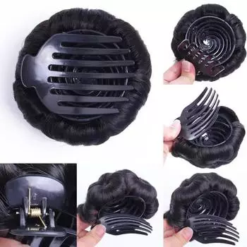 Синтетические волосы, заколки-пучки для волос с бриллиантами, цветные, блестящие, для женщин, заколка-коготь, реалистичные, накладные волосы, инструменты для укладки