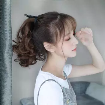 Синтетические женские длинные вьющиеся волосы, парик с хвостиком, с завязками, очаровательные стильные накладные волосы для косплея, тематическая вечеринка 25-55 см 25cm