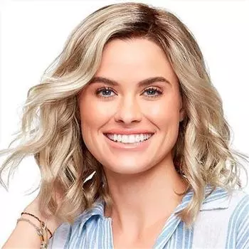 Синтетические женские светлые коричневые парики с темными корнями, короткие натуральные волны, пушистые искусственные волосы, повседневное использование, вечерние косплей, парик из высокотемпературного волокна светлый