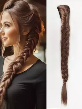 Синтетический 28-дюймовый плетеный хвост, длинный прямой хвост с резинкой, плетеный хвост для женщин. Повседневное использование. 24inch
