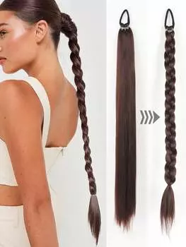 Синтетический 28-дюймовый плетеный конский хвост, длинный, прямой, с конским хвостом для ежедневного использования женщинами 28inch