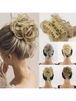 Синтетический эластичный небрежный пучок 10-дюймовый зажим для волос пучок вьющиеся шиньоны для женщин натуральные искусственные волосы 10inch