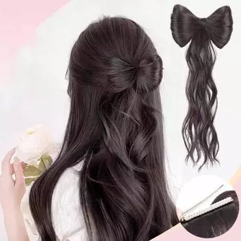 Синтетический бант MERISIHAIR, полувысокий хвост, волнистые волосы, коса, зажим для волос, сумки для волос, бант на голову, хвост, аксессуары для волос для женской одежды
