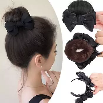 Синтетический бант заколка шиньон грязный пучок клипса в волосах волнистые вьющиеся волосы пучок хвост наращивание резинка для волос шиньоны для женщин