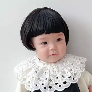 Синтетический детский парик из волос, милый детский парик, аксессуары для волос, головной убор для новорожденных, реквизит для фотосъемки чёрный