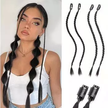 Синтетический длинный прямой парик для наращивания волос, косички, накладные волосы, хвостики, шиньоны для женщин и девочек, повседневное использование для косплея 45cm