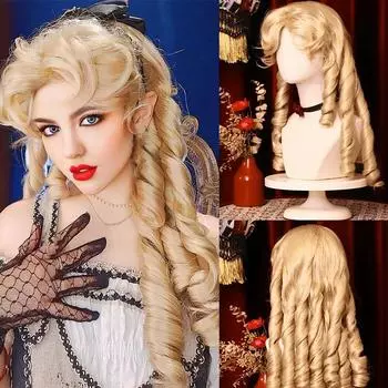 Синтетический длинный вьющийся парик Лолиты с челкой, парик для косплея, парик для Хэллоуина для женщин