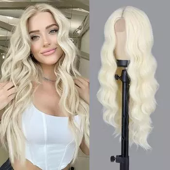 Синтетический длинный волнистый парик Длинные светлые парики Натуральные волосы для женщин Парики Косплей Костюмы на Хэллоуин Парики 60CM
