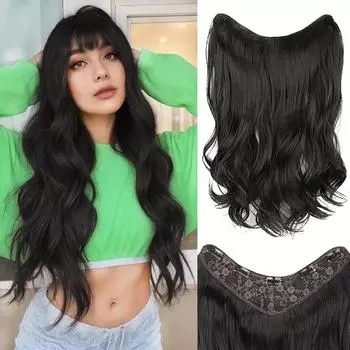 Синтетический длинный волнистый полный парик V-образной формы с заколкой для наращивания волос, один толстый парик 50cm