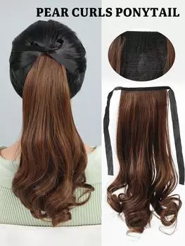 Синтетический грушевидный цветок, завивающийся на шнуровке, короткий конский хвост, накладные волосы, натуральный парик в конском хвосте 14inch