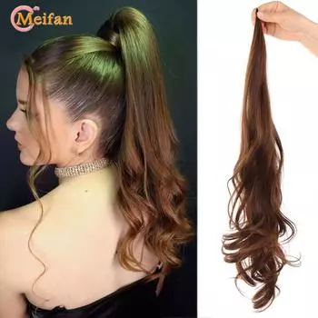 Синтетический хвост, 32 дюйма, длинный гибкий хвост, наращивание волос, блондинка, черный для женщин, накладной хвост, шиньон для повседневного использования