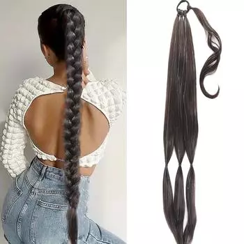 Синтетический хвост длиной 85 см с запахом и золотой проволокой, высококачественные термостойкие наращивания хвоста