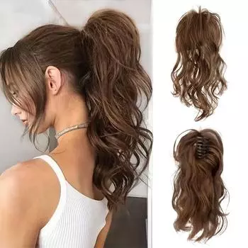 Синтетический хвост с когтями, длинный вьющийся волнистый хвост, зажим для наращивания волос, натуральный парик для женщин, ежедневное использование 30cm