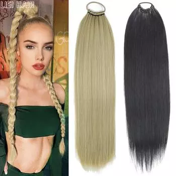 Синтетический хвостик MISSQUEEN, эластичная лента для волос, растянутый прямой хвост с резинкой, плетение волос для женщин 65cm