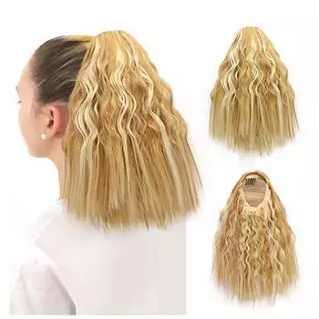 Синтетический хвостик XINRAN, короткие волосы, светлые, странные, вьющиеся, вьющиеся, в стиле афро, пучок для волос для женщин, наращивание волос на заколке 30cm