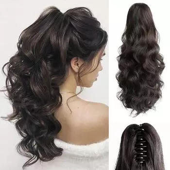 Синтетический коготь в хвосте, накладные волосы в виде конского хвоста, длинные вьющиеся волнистые термостойкие волокна, парик для женщин, повседневная одежда для косплея и вечеринок 40cm