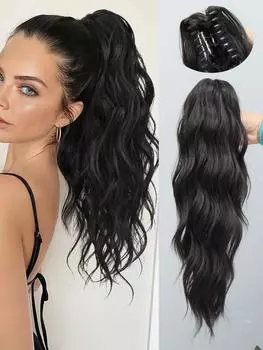 Синтетический конский хвост наращивание 18 дюймов шнурок коготь клип на длинный вьющийся волнистый конский хвост шиньон для женщин ежедневное использование 18inch