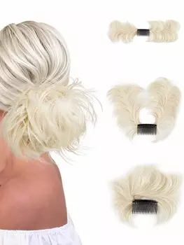 Синтетический небрежный пучок с боковой насадкой, пучок с зажимом, 20-дюймовый пучок с короткой дугой и универсальной регулируемой укладкой 20inch