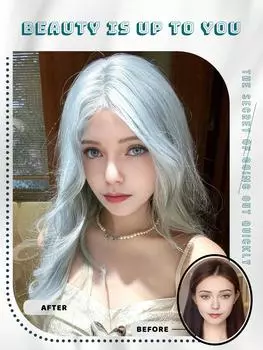 Синтетический парик 28 дюймов мятно-голубой градиентный длинный парик подходит для женщин на Хэллоуин, косплей, тематические вечеринки, повседневное использование 28inch