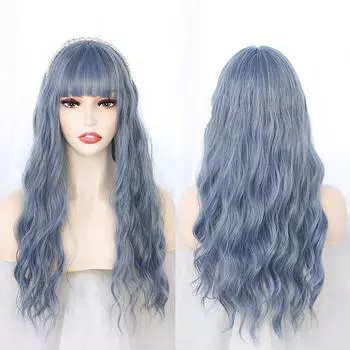 Синтетический парик Bybrana, женские длинные вьющиеся волосы, темперамент с большой волной, естественная челка, термостойкий синтетический парик 60cm