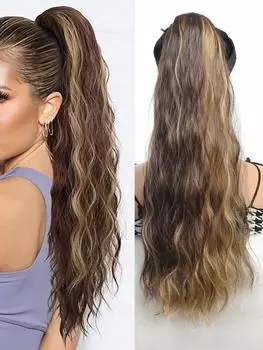 Синтетический парик, длинный, вьющийся, волнистый, для наращивания волос в виде конского хвоста, 20 дюймов, накладные волосы в виде конского хвоста для женщин, для женщин, для ежедневного использования 20inch