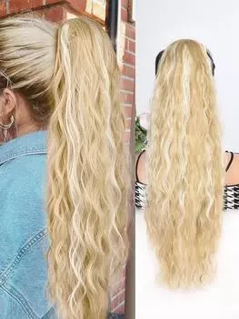Синтетический парик, длинный, вьющийся, волнистый, для наращивания волос в виде конского хвоста, 20 дюймов, накладные волосы в виде конского хвоста для женщин, для женщин, для ежедневного использования 20inch