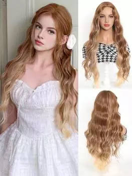 Синтетический парик, длинный волнистый парик с эффектом омбре и светлыми волосами для женщин, волнистый парик с пробором посередине, натуральный парик для повседневного использования на вечеринках (Омбре Блонд) 26inch