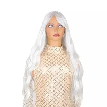 Синтетический парик для европейских и американских модных женщин, белые длинные вьющиеся волосы, парик из химического волокна из высокотемпературного шелка 70cm