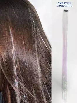 Синтетический парик для наращивания 24 дюйма, блестящие мишурные волосы, золотая нить, цветные BB-накладные волосы 24inch