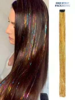 Синтетический парик для наращивания 24 дюйма, блестящие мишурные волосы, золотая нить, цветные BB-накладные волосы 24inch