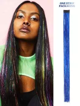 Синтетический парик для наращивания 24 дюйма, блестящие мишурные волосы, золотая нить, цветные BB-накладные волосы 24inch