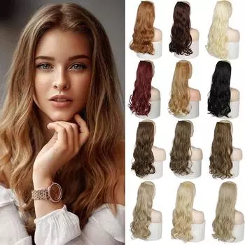 Синтетический парик для наращивания волос XINRAN, 22 дюйма, 32 дюйма, с 5 клипсами, черный, коричневый, искусственные шиньоны, аксессуары для волос на клипсах для женщин 22inches120g