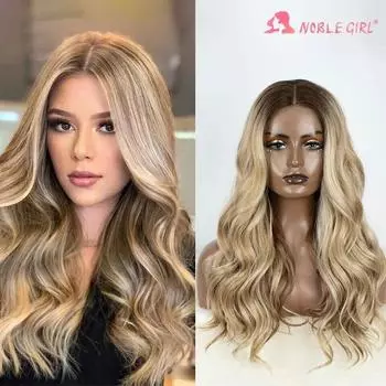 Синтетический парик фронта шнурка, длинный вьющийся волнистый бесклеевой парик, парик шнурка для женщин, парик фронта шнурка, коричневый парик, парик фронта шнурка, косплей парик 150%&Front lace headgear&28inches&1 pc