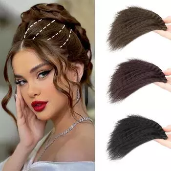 Синтетический парик из кукурузных волос, подкладка из волос, верхнее покрытие, натуральные невидимые пушистые подушечки для волос для женщин 20cm