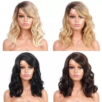 Синтетический парик из натуральных волос, волнистые парики для женщин, цвет омбре, коричневый, блондин, черный парик, женские модные женские парики