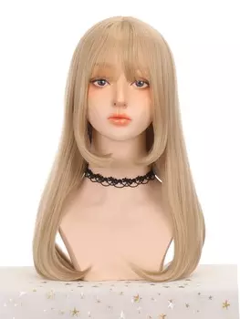 Синтетический парик Леди Длинный серый мелирующий прямой парик с челкой для женщин Термостойкая розовая сетка