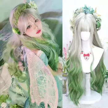 Синтетический парик Лолита, полный головной убор, интегрированный натуральный вторичный косплей, женский ветер, полный головной убор, женские длинные волосы 80CM